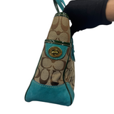 COACH TURQUOISE TRIM SIGNATURE TOTE BAG