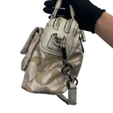 COACH KHAKI SIGNATURE SATCHEL BAG