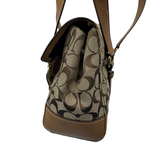 COACH BROWN SIGNATURE TURNLOCK SATCHEL