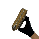 COACH KHAKI SIGNATURE GOLD ACCENT ZIP WALLET