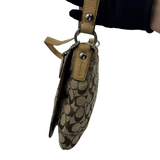 COACH SIGNATURE KHAKI & TAN BUCKLE CROSSBODY