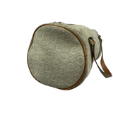 CELINE “C” MONOGRAM SUEDE BARREL HANDBAG
