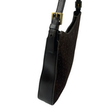 CELINE “C” MONOGRAM SUEDE SHOULDER BAG