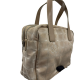 CHANEL MONOGRAM JACQUARD BEIGE CANVAS HANDBAG
