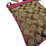 COACH SIGNATURE KHAKI & PINK CROSSBODY BAG