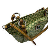 COACH GREEN SIGNATURE SATIN TOTE BAG