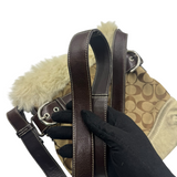 COACH FUR SIGNATURE CANVAS SHOULDER BAG