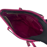 COACH SIGNATURE BROWN AND MAGENTA CITY ZIP TOTE
