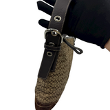 COACH SIGNATURE BROWN SUEDE TRIM CROSSBODY BAG