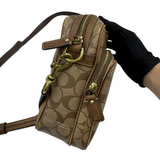 COACH SIGNATURE STRIPE BROWN CROSSBODY BAG