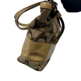 COACH SIGNATURE KHAKI BROWN STRIPE TOTE BAG