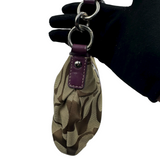 COACH SIGNATURE KHAKI & PURPLE STRIPE HANDBAG