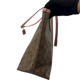 COACH SIGNATURE PINK TRIM TOTE BAG