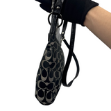 COACH BLACK SIGNATURE SMALL SHOULDER BAG