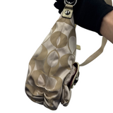 COACH BEIGE SIGNATURE DOUBLE POCKET CROSSBODY BAG