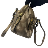 COACH KHAKI SIGNATURE SATCHEL BAG