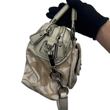 COACH KHAKI SIGNATURE SATCHEL BAG