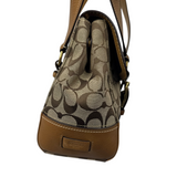 COACH BROWN SIGNATURE TURNLOCK SATCHEL