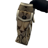 COACH SIGNATURE BEIGE & WHITE STRIPE TOTE BAG