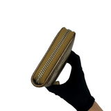 COACH KHAKI SIGNATURE GOLD ACCENT ZIP WALLET