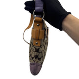 COACH SIGNATURE PURPLE TRIM BUCKLE CROSSBODY