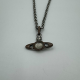 VIVIENNE WESTWOOD ENAMEL GREEN SATURN NECKLACE