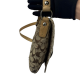 COACH SIGNATURE KHAKI & TAN BUCKLE CROSSBODY