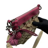COACH SIGNATURE KHAKI & PINK CROSSBODY BAG