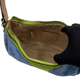 COACH BLUE & LIME SIGNATURE HOBO BAG