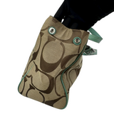 COACH SIGNATURE KHAKI AND GREEN SATCHEL BAG