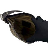 COACH SIGNATURE BROWN SUEDE TRIM CROSSBODY BAG