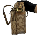COACH SIGNATURE STRIPE BROWN CROSSBODY BAG