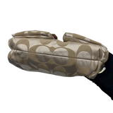 COACH BEIGE SIGNATURE DOUBLE POCKET CROSSBODY BAG