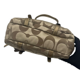 COACH KHAKI SIGNATURE SATCHEL BAG