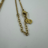 DIOR WORD LOGO CIRCLE CRYSTAL GOLD NECKLACE