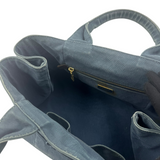 PRADA BLUE LARGE CANAPA TOTE BAG