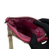 COACH SIGNATURE KHAKI & PINK CROSSBODY BAG