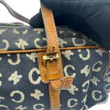 CELINE MACADAM CANVAS NAVY BOSTON BAG