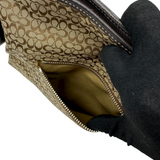 COACH SIGNATURE BROWN SUEDE TRIM CROSSBODY BAG