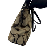 COACH BROWN SIGNATURE STRIPE TOTE BAG