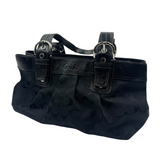 COACH BLACK SIGNATURE SATCHEL BAG