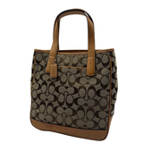 COACH TAN SIGNATURE LEATHER TRIM TOTE
