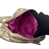 COACH BEIGE SIGNATURE DOUBLE POCKET CROSSBODY BAG