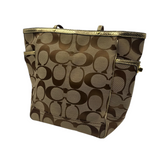 COACH SIGNATURE GOLD TRIM TOTE BAG