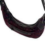 COACH BURGUNDY SIGNATURE SMALL HOBO BAG