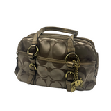 COACH KHAKI SIGNATURE SATCHEL BAG