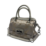 COACH KHAKI SIGNATURE SATCHEL BAG