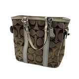 COACH SIGNATURE BEIGE & WHITE STRIPE TOTE BAG