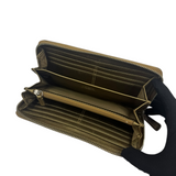 COACH KHAKI SIGNATURE GOLD ACCENT ZIP WALLET