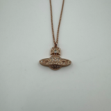 VIVIENNE WESTWOOD ROSE GOLD CRYSTAL SATURN NECKLACE
